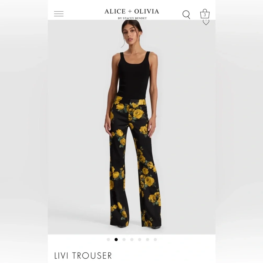 Alice + Olivia Black and Yellow Floral Pants - Picture 5 of 8